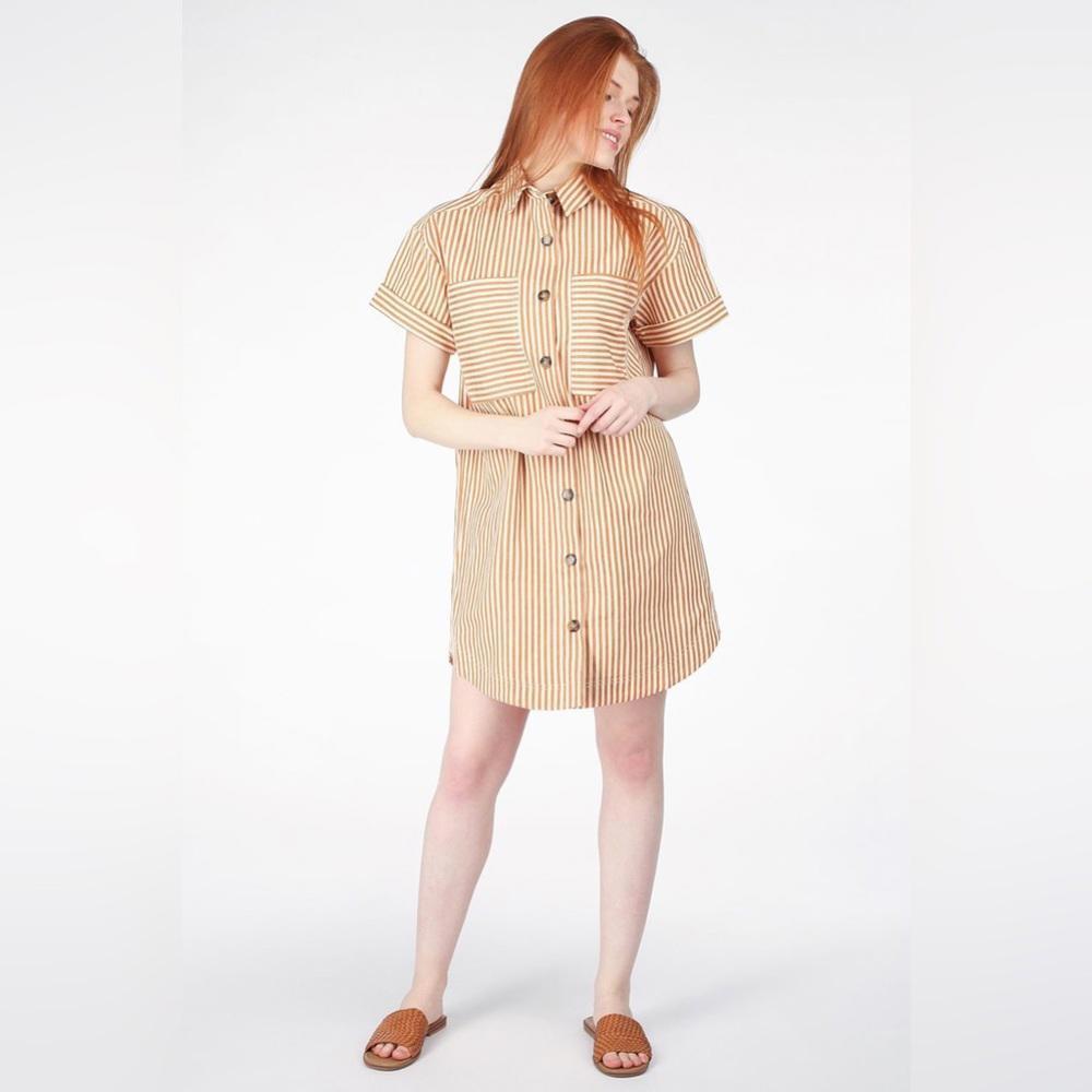 Frnch Alea Cotton Button Down Collared Stripe Dre… - image 1